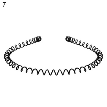 Men Women Black Multi-Style Metal Plastic Hair Hoop Spring Wavy Spiral