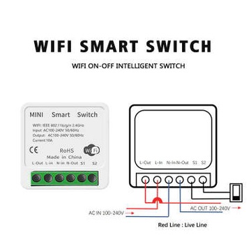 230V16A Интеллектуальный переключатель WiFi TUYA,SMART LIFE
