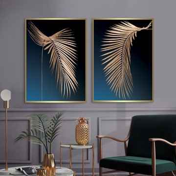 ZESTAW KOMPLET 2 PLAKAT A2 42x59,4 cm Złote Liście