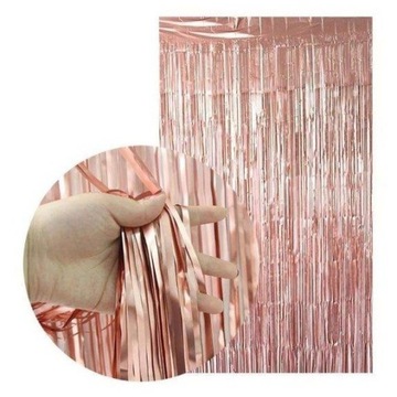 KURTYNA ZASŁONA 90 cm x 250 cm RÓŻOWE ZŁOTO