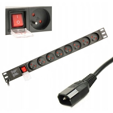 Listwa zasilająca rack PDU 8 gniazd 10A wtyk C14