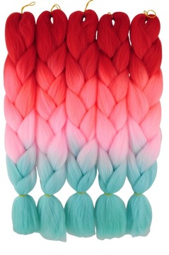 WŁOSY SYNTETYCZNE KOLOROWE WARKOCZYKI OMBRE 4-18