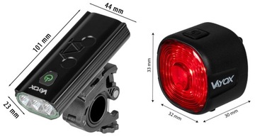 ПЕРЕДНИЙ ВЕЛОСИПЕДНЫЙ ФОНАР 3xLED + ЗАДНИЙ ВЕЛОСИПЕДНЫЙ ФОНАРЬ USB-C PRO VAYOX