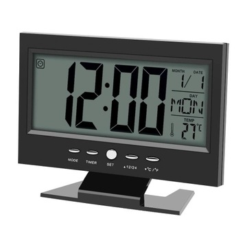 BUDZIK ZEGAR ELEKTRONICZNY LED CYFROWY TERMOMETR STACJA POGODY TEMPERATURA