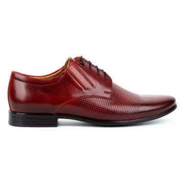 Buty męskie skórzane wizytowe 482 czerwone 43