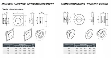 Anemostat nawiewno-wywiewny ASV fi 150 biały mat