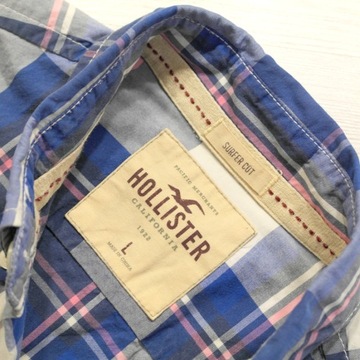 HOLLISTER _ ZNAKOMITA W KRATĘ KOSZULA Z LOGO _ L/XL