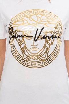 Biały t-shirt damski ze złotą Meduzą VERSACE r 44