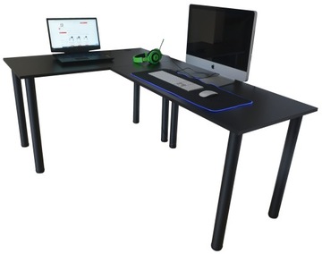 Угловой игровой компьютерный стол, базовый черный стол
