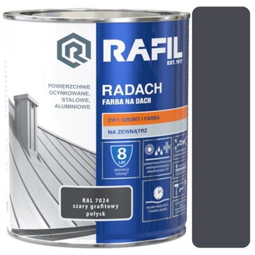 RADACH FARBA POLIWINYLOWO-AKRYLOWA NA DACH GRAFITOWY RAL 7024 5L POŁYSK