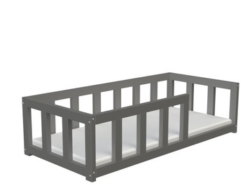 Łóżko dziecięce drewniane z barierką klasyczne 120x60 stelaż producent TORO