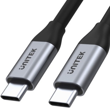Кабель Unitek USB-C — USB-C, 10 Гбит/с, 4K, 60 Гц, 20 В/5 А, 100 Вт