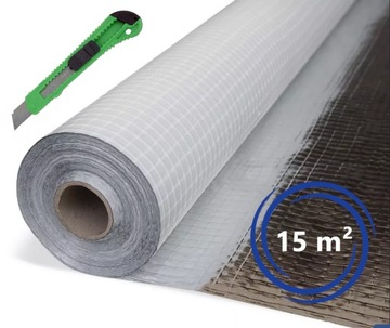 FOLIA DACHOWA PAROIZOLACYJNA ALUMINIOWA PAROIZOLACJA 180g SECCO ALU 15m²