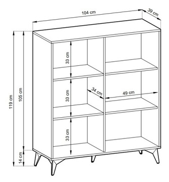2D комод Dion 104, просторный, современный, черный