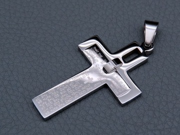 СЕРЕБРЯНЫЙ КРЕСТ С ЦЕПЬЮ, НЕРЖАВЕЮЩАЯ СТАЛЬ 316L