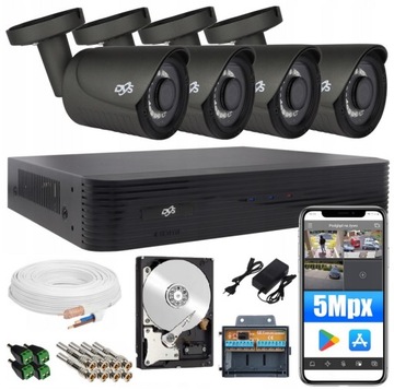 ZESTAW DO MONITORINGU 4 KAMERY 5MPX APLIKACJA DYSK