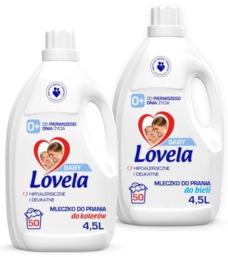 Zestaw Lovela Baby Mleczko hipoalergiczne do prania bieli i koloru 2x 4,5 l