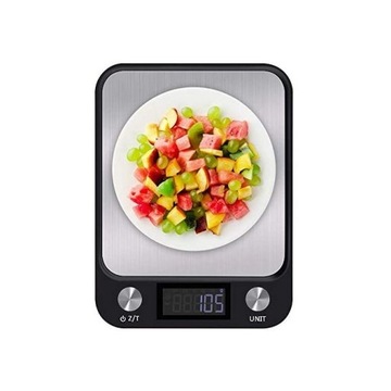 WAGA KUCHENNA ELEKTRONICZNA LCD DO 5KG OD 1G CZARNA DOMOWA PŁASKA