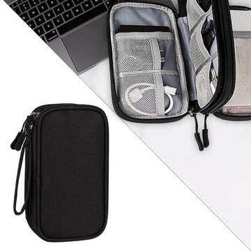 Organizer podróżny na elektronikę, przenośny, czarny