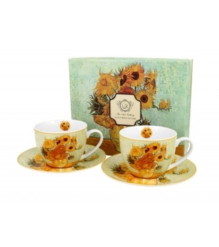 FILIŻANKI ZE SPODKIEM DUO VAN GOGH SŁONECZNIKI 250 ML X 2 SZT