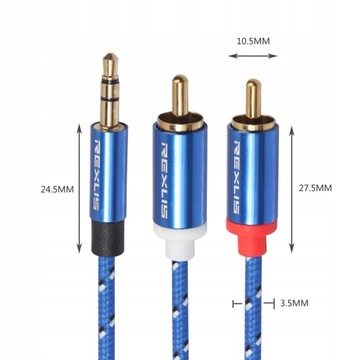 Кабель AUX Аудиокабель Mini Jack 3,5 мм 2x RCA Chinch 1 метр 100 см