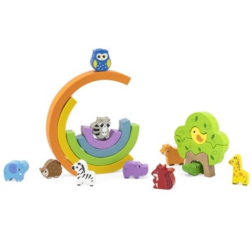 ДЕРЕВЯННАЯ РАДУГА ПАЗЛ VIGA ЦВЕТНЫЕ БЛОКИ ЖИВОТНЫЕ МОНТЕССОРИ