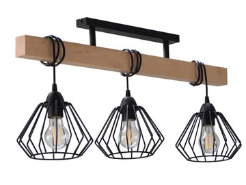 ŻYRANDOL LAMPA PLAFON SUFITOWY 018-3PL DRUCIAK DREWNO LOFT E27 NOWOCZESNA