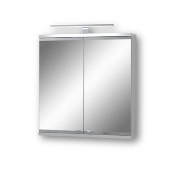 Szafka do łazienki 50cm, biała, z lustrem, LED