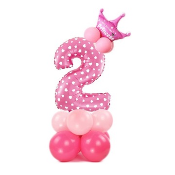 ZESTAW BALONÓW BALONY NA 2 URODZINY ROŻOWE 110CM