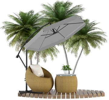 ЗОНТ СКЛАДНОЙ САДОВЫЙ 350 см С ЛИНЕЙКОЙ, СЕРЫЙ С КРЫШКОЙ