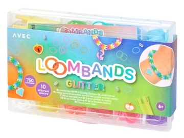 Zestaw gumek do bransoletek 750 szt. + akcesoria LOOM BANDS GLITTER