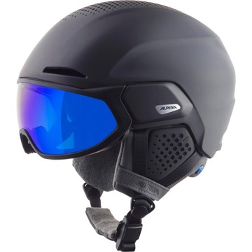 Kask Narciarski Zimowy Alpina Alto Q-Lite Black Matt (BLUE Mirror) 55-59 cm