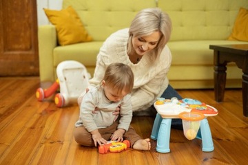 Interaktywny Pchacz Chodzik Jeździk Stoliczek Zabawka dla dziecka PINK