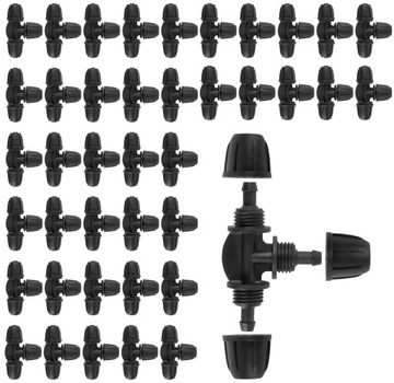 Złączka Trójnik 1/4 cala 6mm Nawadnianie Hydrogarden 40 szt