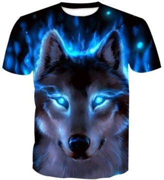 T-SHIRT MĘSKI KOSZULKA 3D Z NADRUKIEM WILKA WOLF DUŻO KOLORÓW
