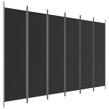 Parawan przegroda 6-panelowa czarna 300x200cm, tkanina (100% poliester), że