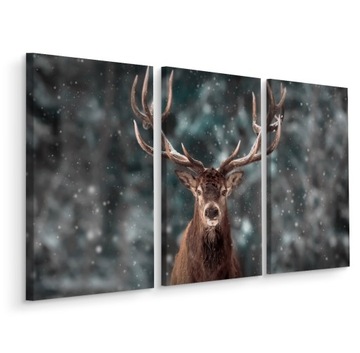 Obraz 3 Częściowy JELEŃ w Zimowym Lesie 3D 60x40