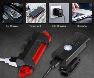 КОМПЛЕКТ ВЕЛОСИПЕДНЫХ ЛАМП ПЕРЕДНИЙ ЗАДНИЙ СВЕТОДИОДНЫЙ МОЩНЫЙ