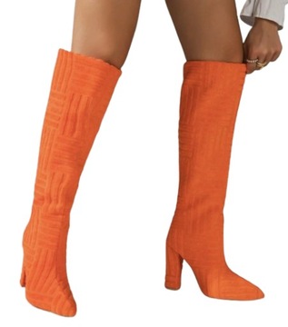 DAMSKIE KOZAKI POMARAŃCZOWE NA OBCASIE 39 ŁJA