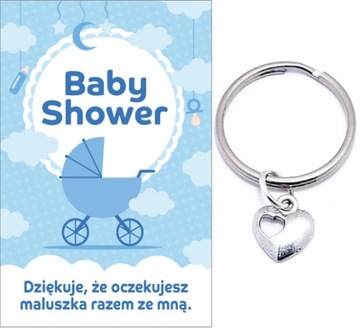 PODZIĘKOWANIE DLA GOŚCI PREZENT BABY SHOWER SERCE BRELOK PAMIĄTKA