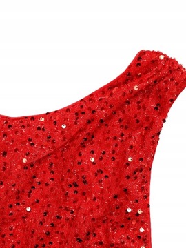 ПЛАТЬЕ С ПАЙЕТКАМИ НА ОДНО ПЛЕЧО, МАКСИ-КРАСНЫЙ, M