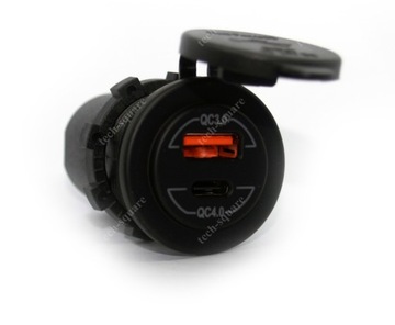 Gniazdo montażowe USB Fast Charger QC3.0 + QC4.0 12/24V 5A 60W