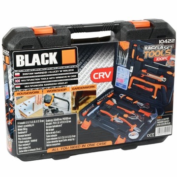 WALIZKA NARZĘDZIOWA 100el KLUCZE BITY WKRĘTAKI MŁOTEK SZCZYPCE CRV 10422