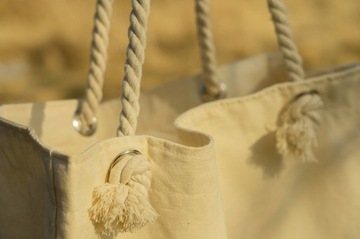 ПЛЯЖНАЯ СУМКА 42x14x14x38 см ЭКРУ Хлопок 220г БОЛЬШАЯ ПЛЯЖНАЯ СУМКА ДЛЯ ПОКУПОК