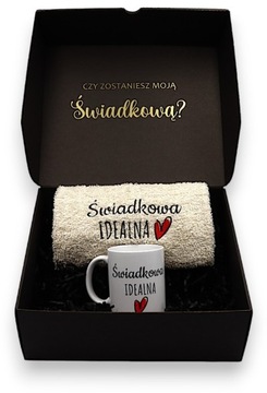 Pudełko BOX czy zostaniesz Świadkową KUBEK Ręcznik Świadkowa ślub prezent