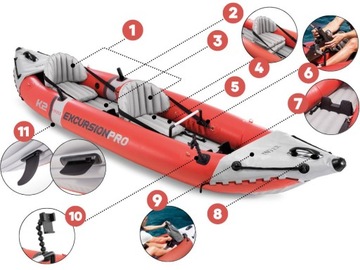 2-местный каяк Лопастной насос Excursion PRO Intex 68309 МОДЕЛЬ 2024 г.