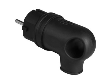 Wtyczka przenośna IP44, prosta, czarna Gumowana, przedłużacz , 16A 230V