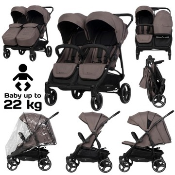 КОЛЯСКА DOBLO TAUPE 0–22 КГ С НЕЗАВИСИМЫМИ СИДЕНЬЯМИ, ЗАЩИТНЫМИ ПЛЕНКАМИ