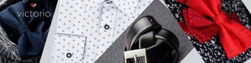 Koszula męska Victorio elegancka granatowa z wzorem slim XXL