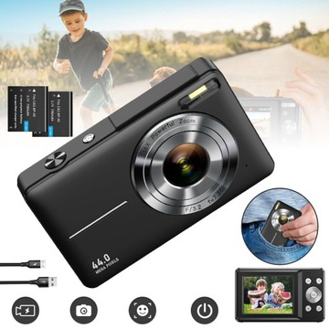 APARAT CYFROWY, APARAT FOTOGRAFICZNY HD 1080P, 44 MP Z ZOOMEM CYFROWYM 16X